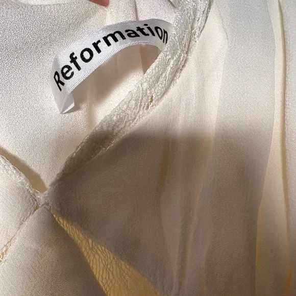 Reformation Zarrah Ivory Wedding Dress Cutout Maxi Size 4 - Picture 7 of 7